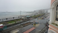 the sea front and roadworks