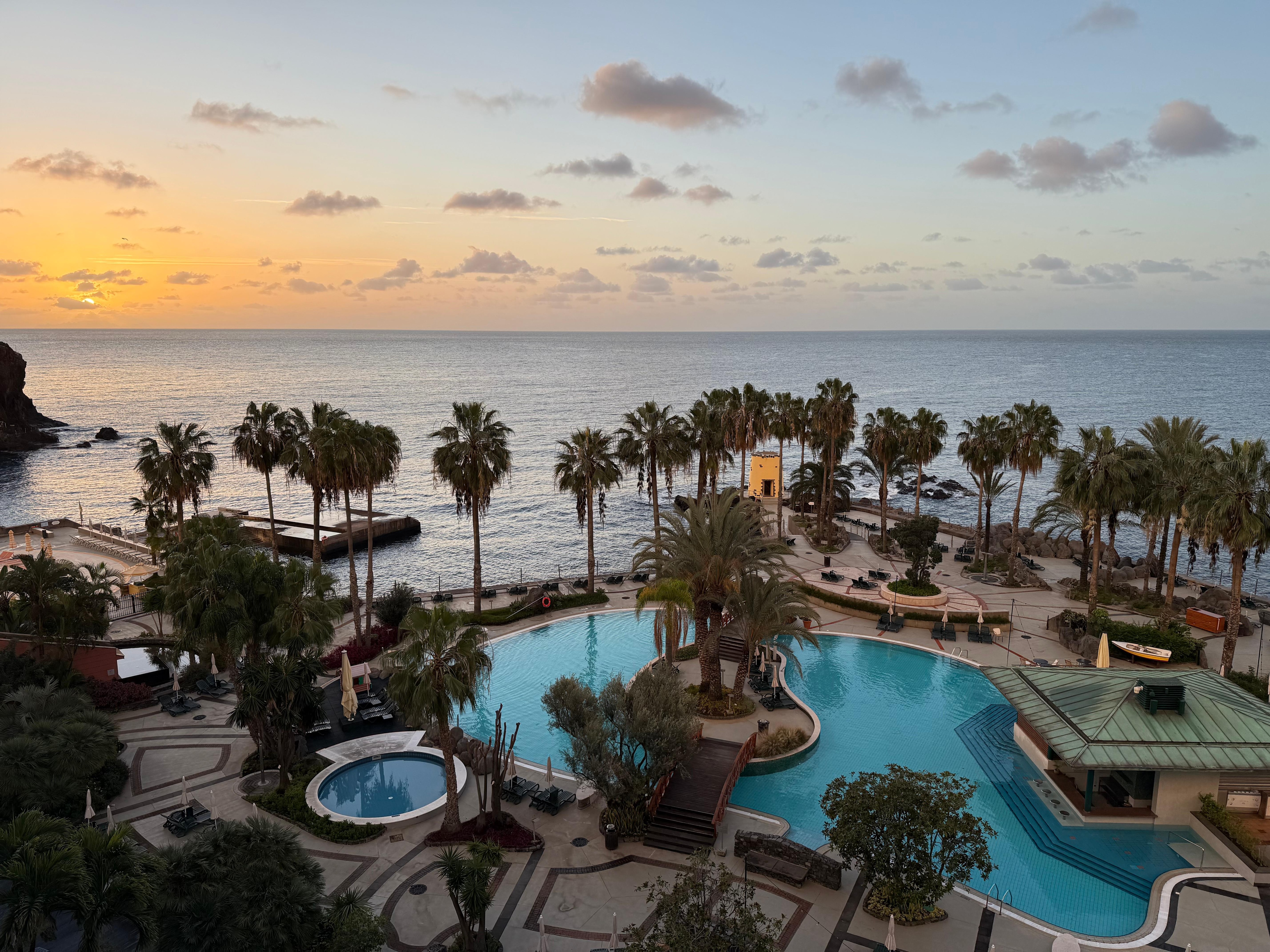 View from the Ocean View Room balcony at sunrise