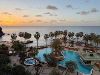 View from the Ocean View Room balcony at sunrise
