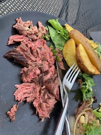 Some fo the steak tried to chewed, and spat out again. And I'm not really fussy....
Sent back and got a new one, eqully bad...:(