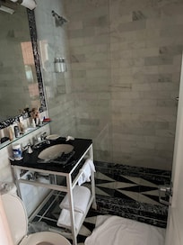 Bathroom small but cute.