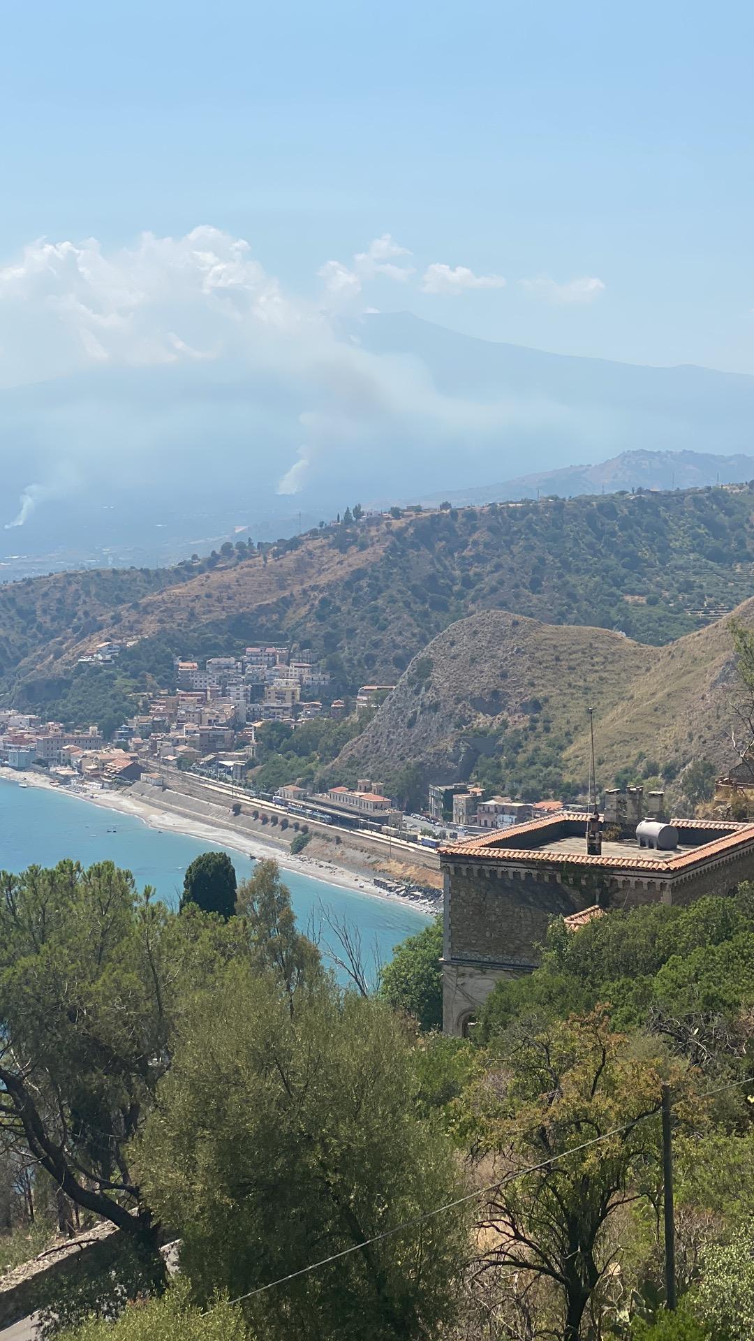 Vue sur l Etna depuis la terrasse de la chambre 