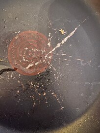 Dirty frying pan that we had to wash before use