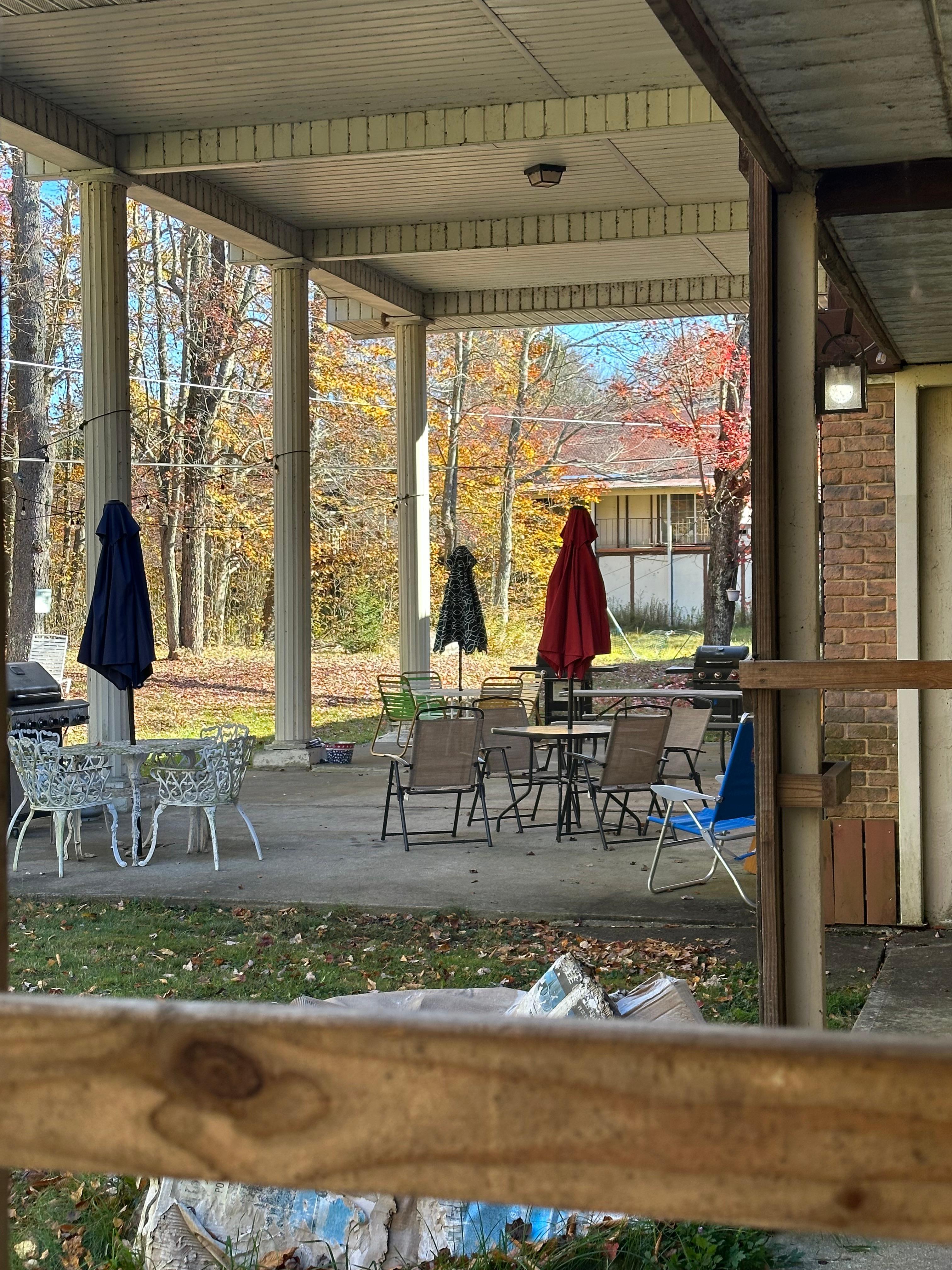 Most buildings are abandoned and falling apart on the property. 