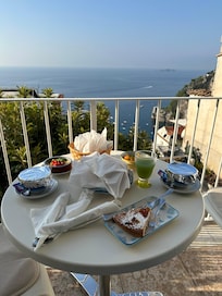 Breakfast on our terrace.