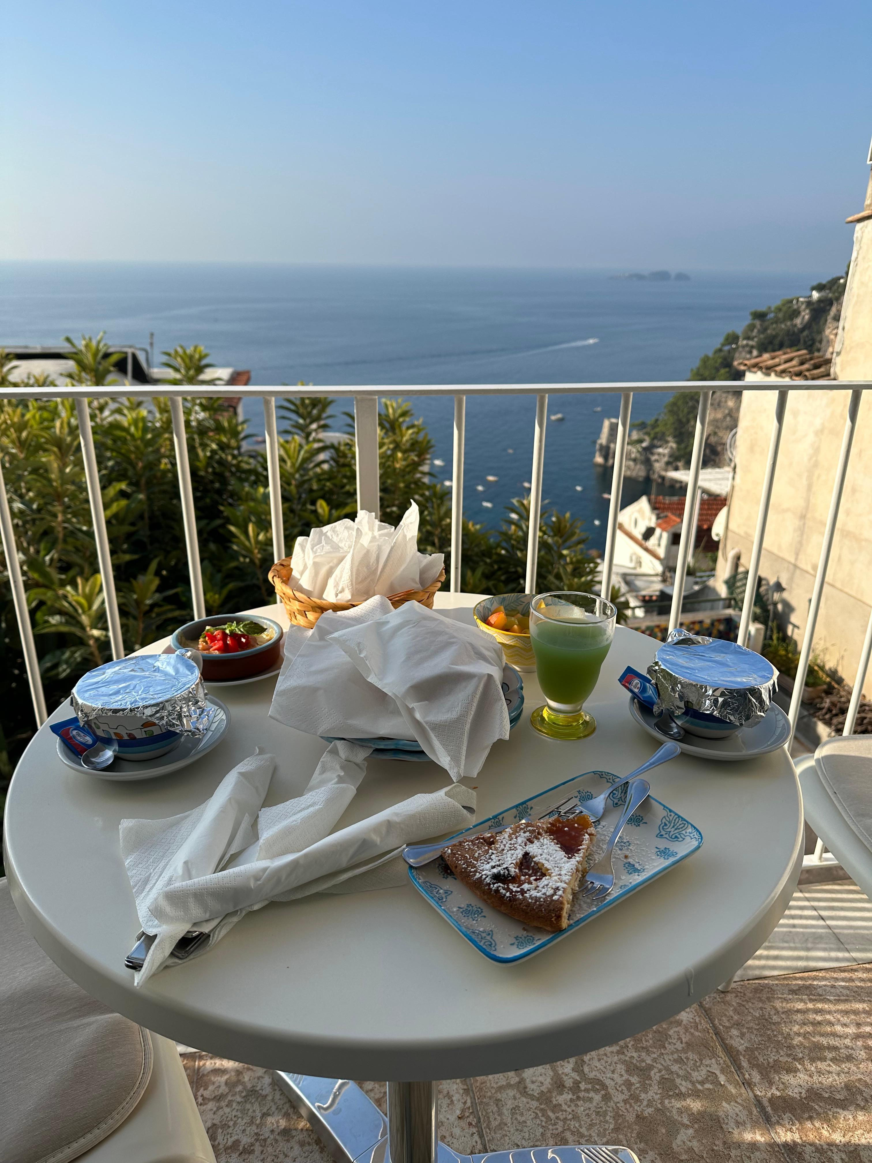 Breakfast on our terrace. 