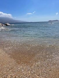 A photo from the small beach on their property