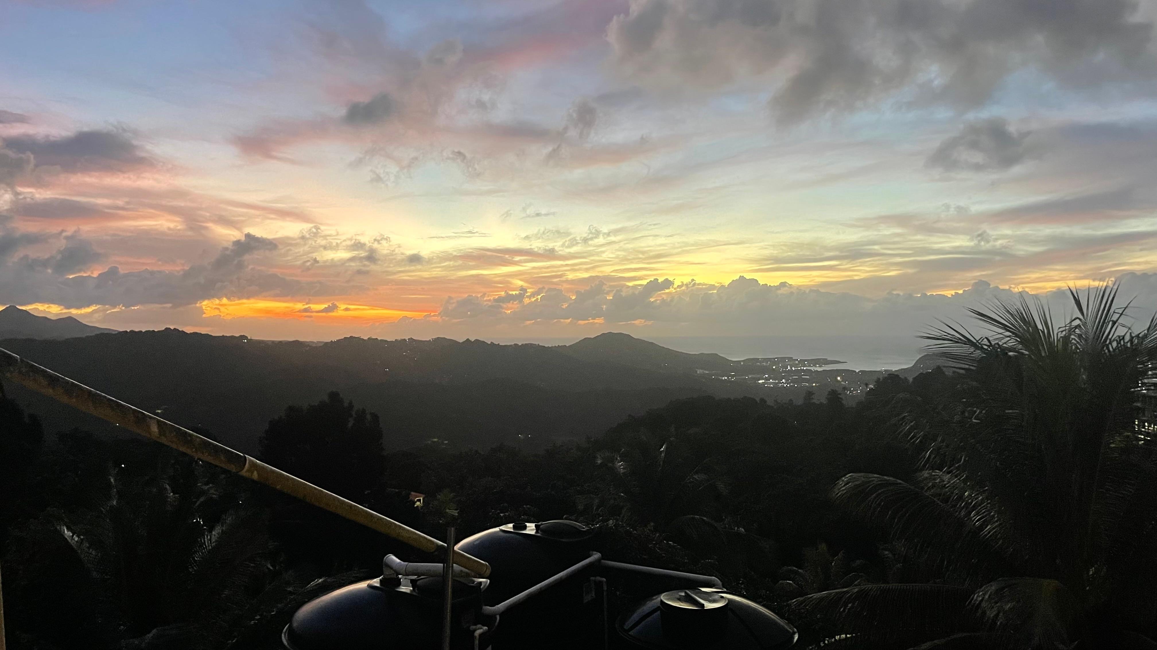 Sunset from the Blu Vista Cottages balcony. 