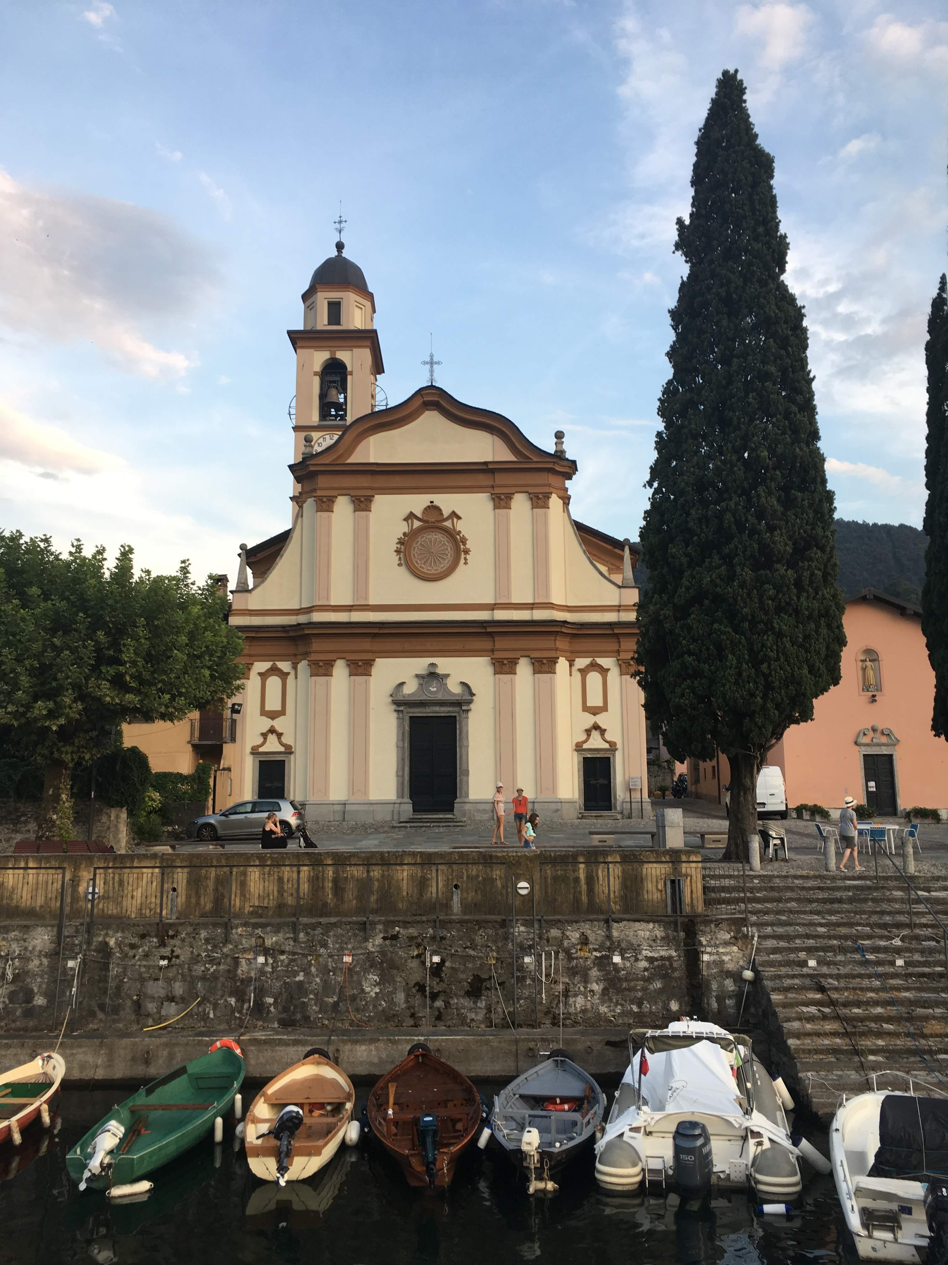 a view of San Giovanni's church and plaza from the ferry dock.