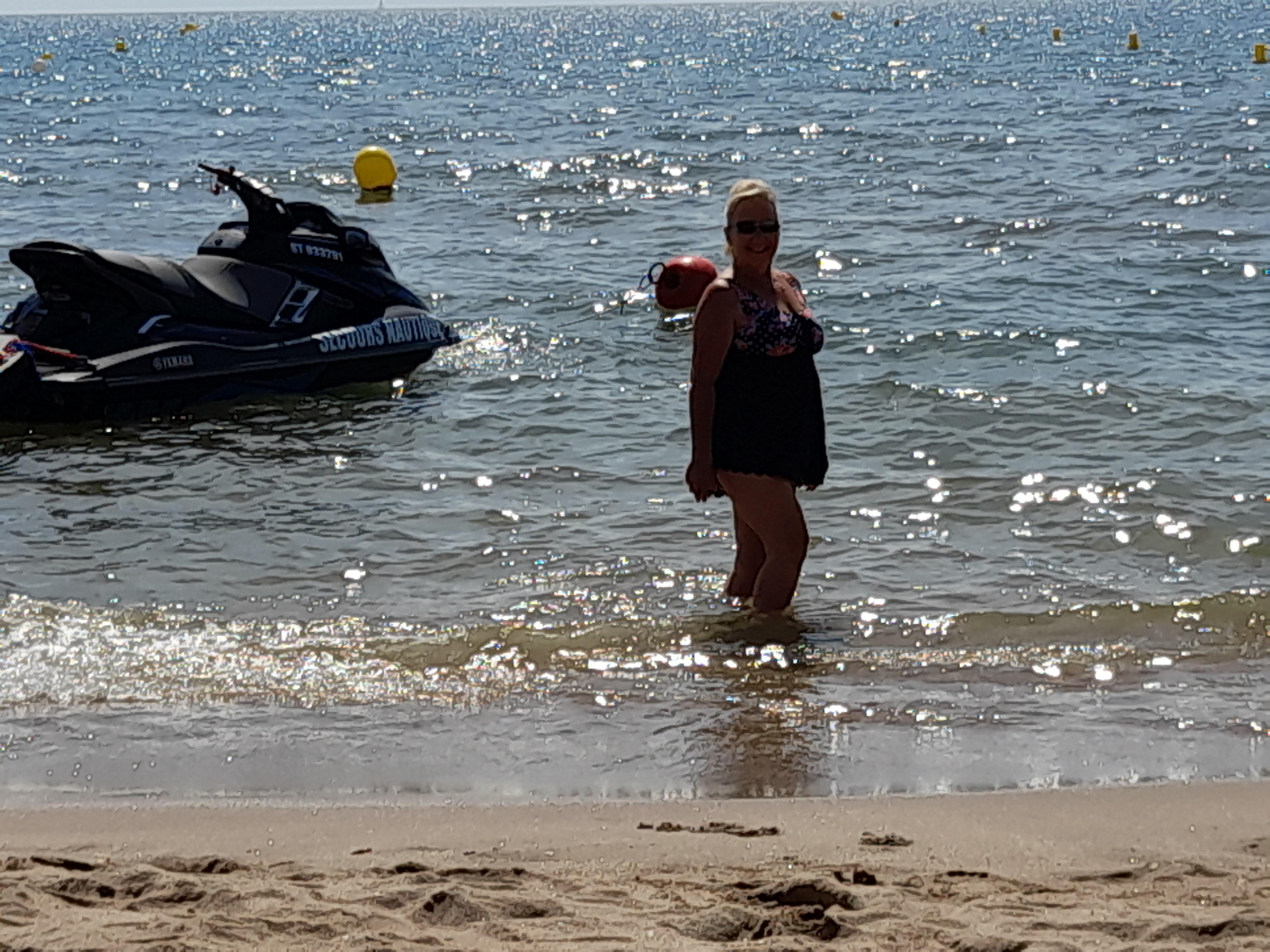 Posing by the rescue jet ski