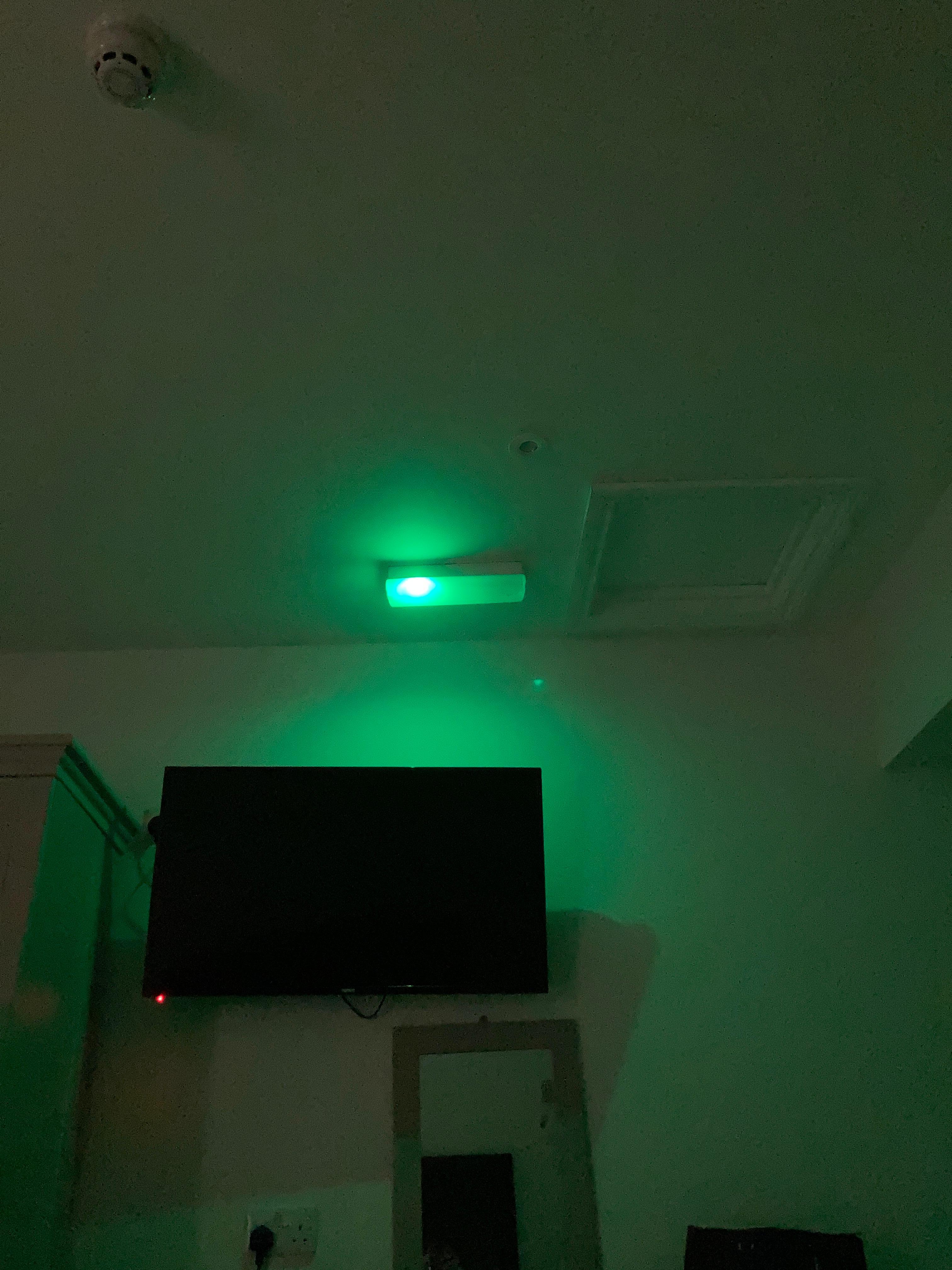 Emergency lighting in room. 