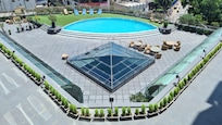 Pool view from the third floor lobby.