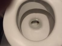 Lovely stains in the toilet, luckily the toilet is so small and dark that you won't spend much time looking at it.