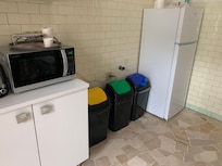Warm up a meal and freeze in the full size fridge something cold for your trip out there n the heat warm up sorted trash area able and chair nice to what i imagine will get better with time