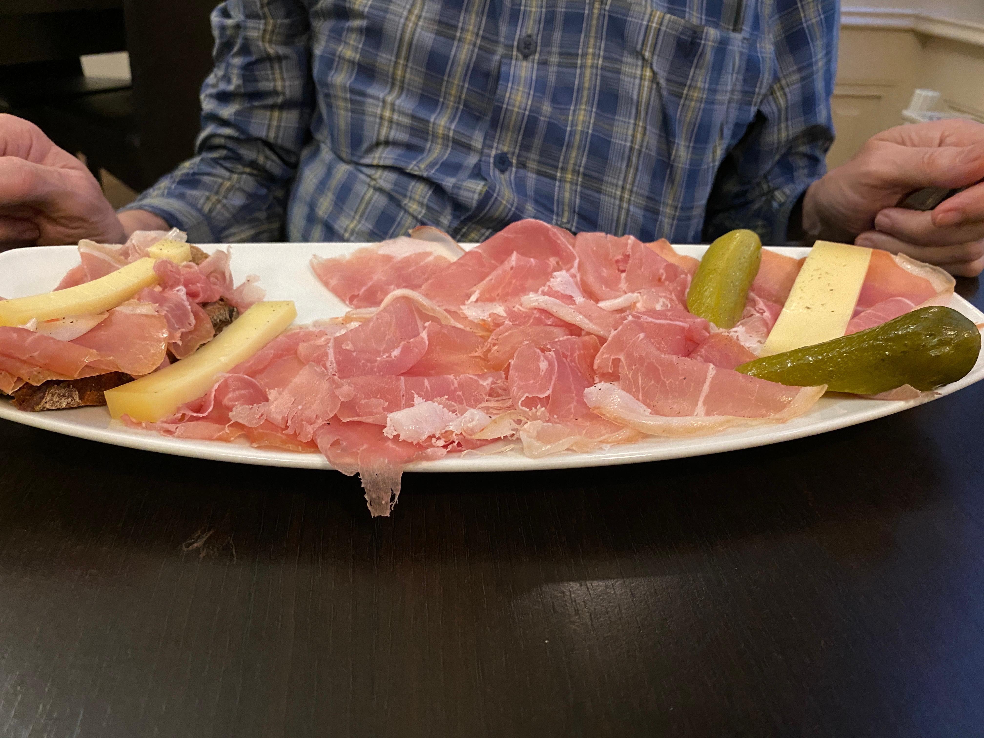 A Styrian specialty at Steier Platzl at Rudolfsplatz.  Smoked ham and cheese