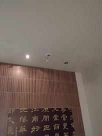 One light out and no smoke detector with exposed wires above the bed.