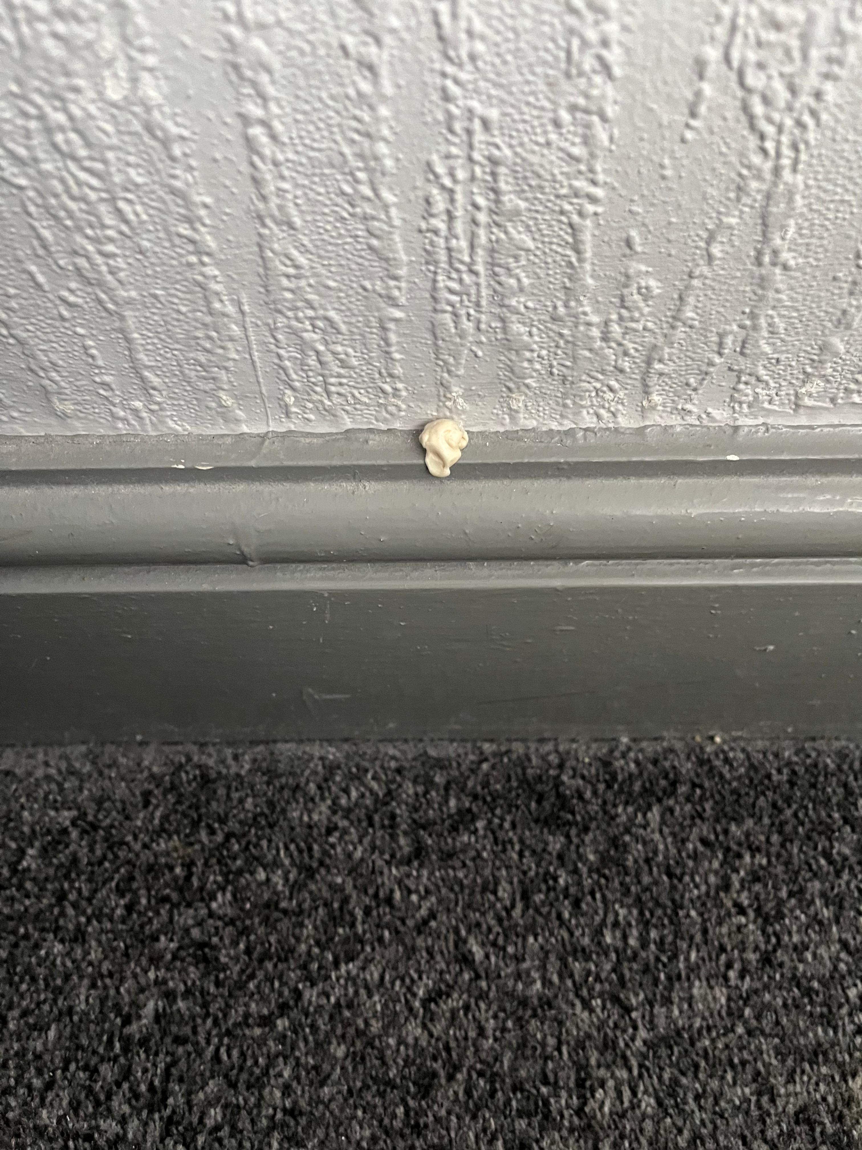 Chewing gum stuck to wall