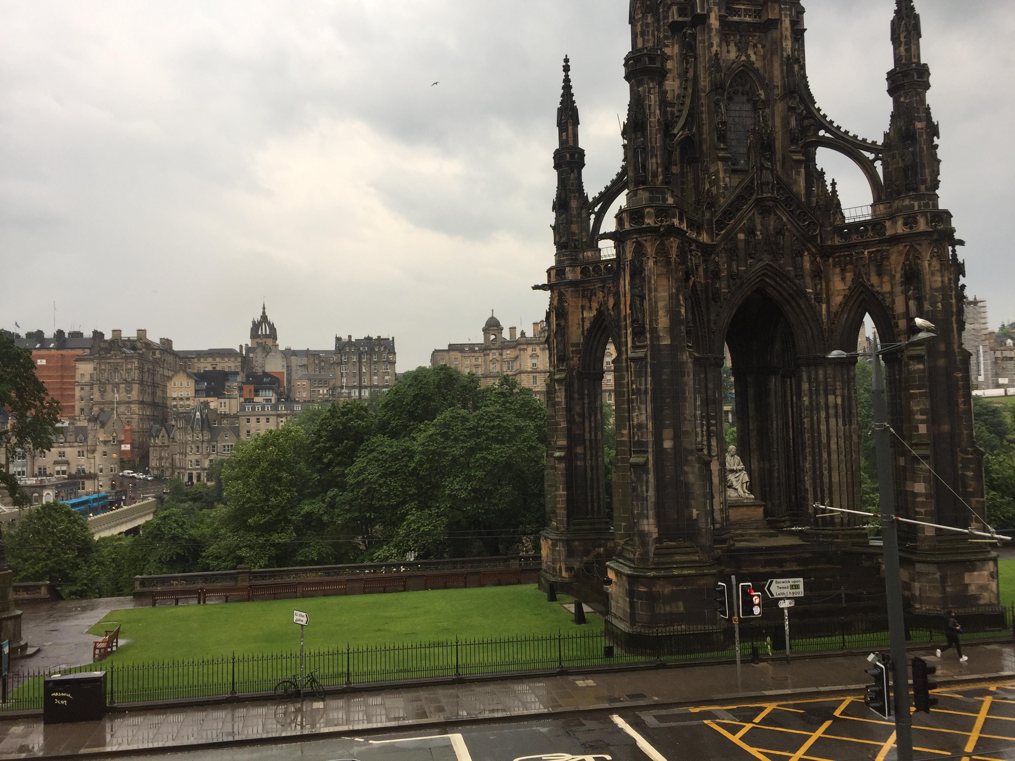 View from our window overlooking Princes Street and the Scott Monument