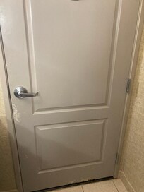 Scratched interior bathroom door