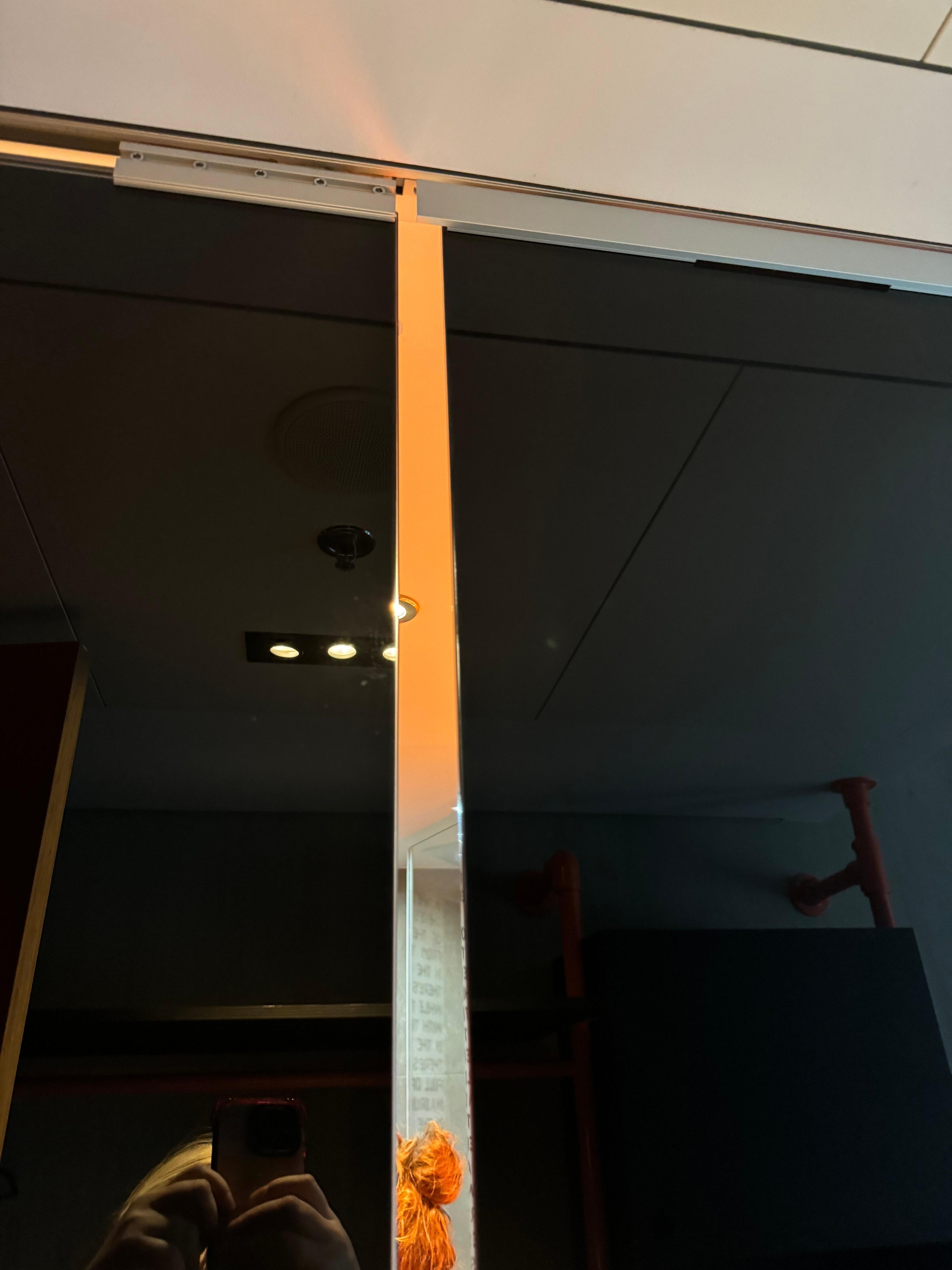 The door to the bathroom 