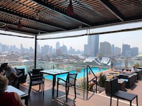 Fra baren i toppetasjen. Der kan man også bade om man måtte ønske.