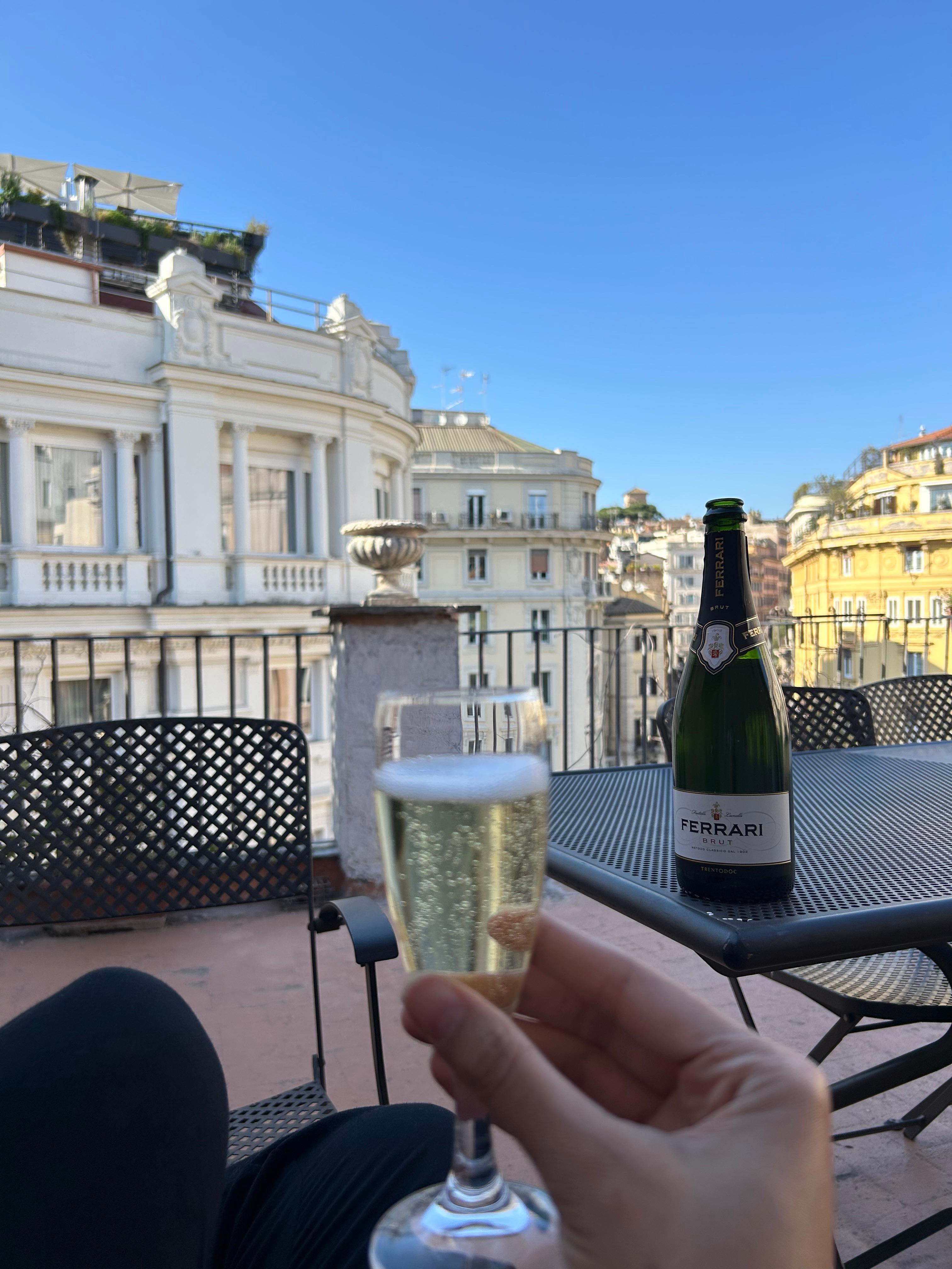Relaxing on the private terrace