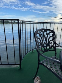The patio overlooking the lake. The view is amazing.