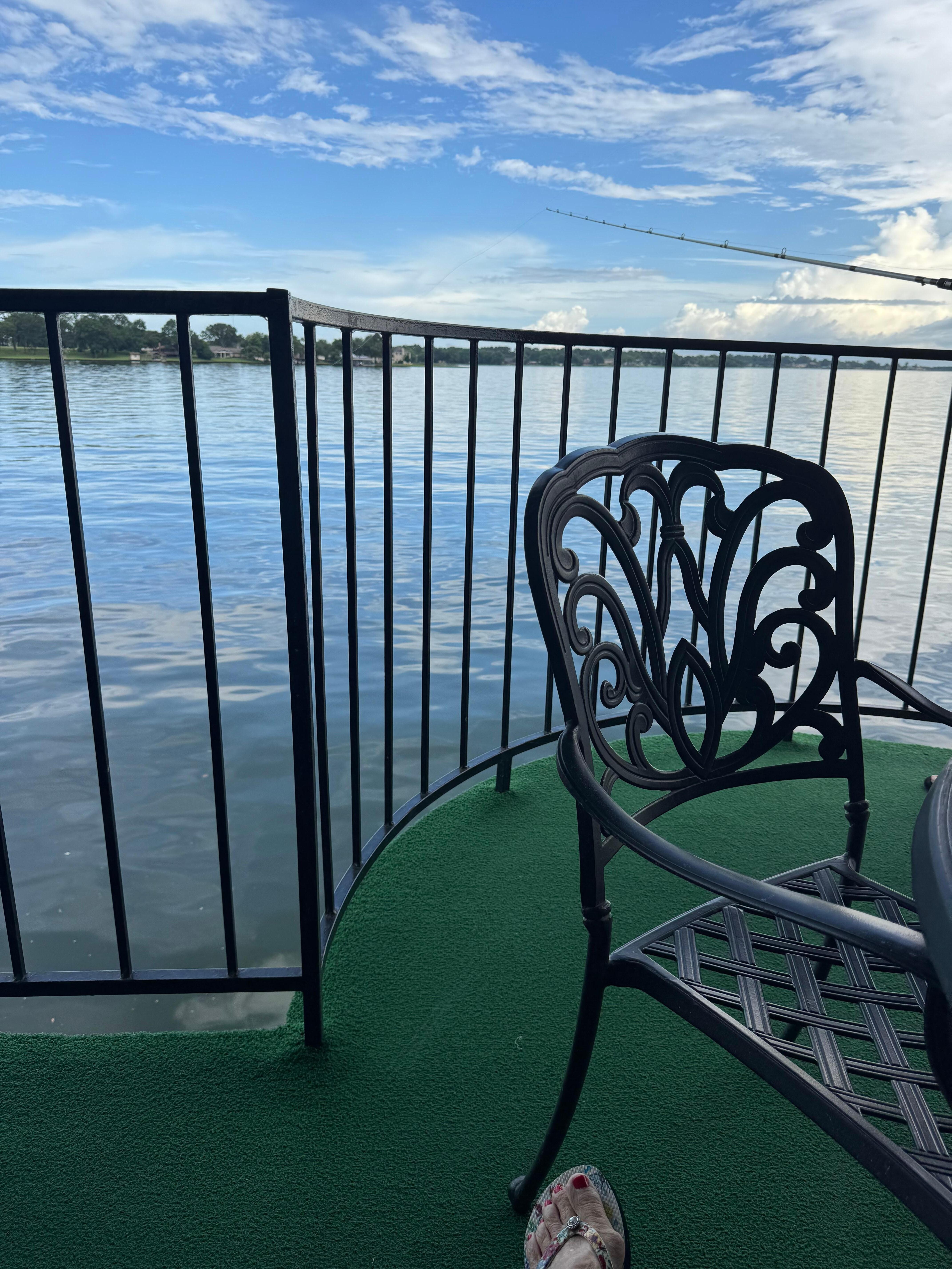 The patio overlooking the lake. The view is amazing.