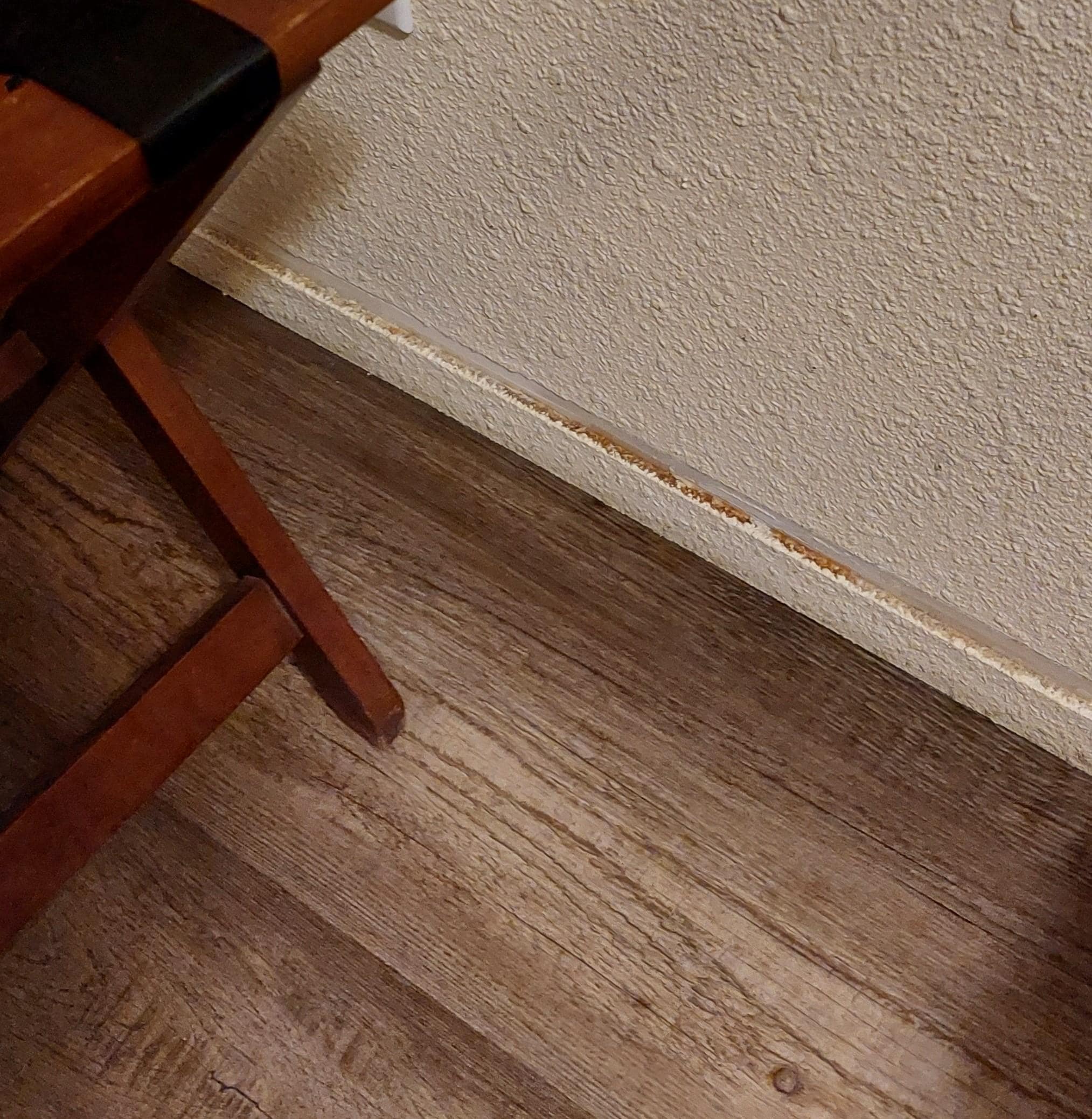 mystery grunge on baseboards - a whole cup of coffee? The corners were all dusty and grungy also