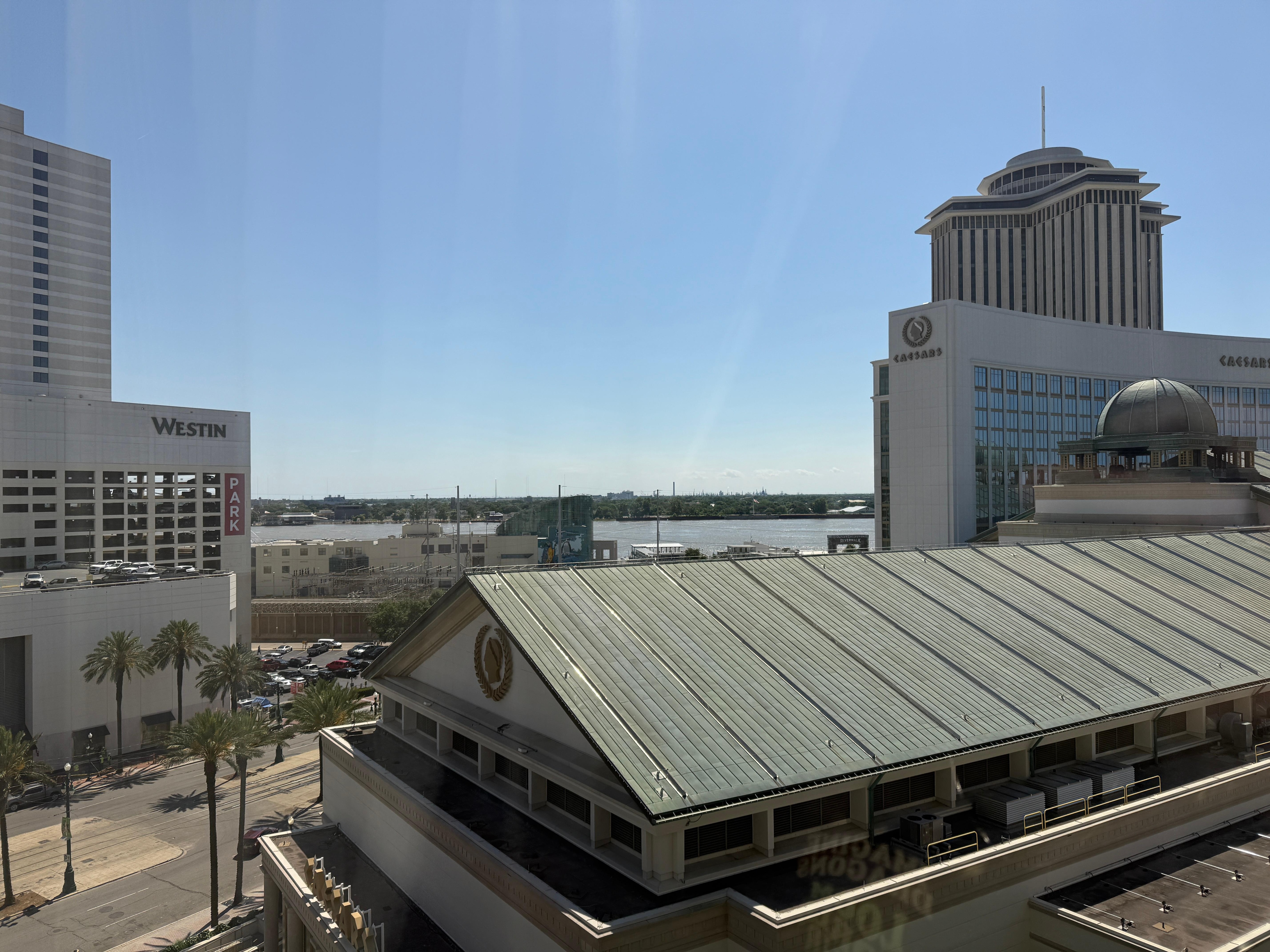 Room overlooks the casino and river