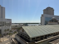 Room overlooks the casino and river