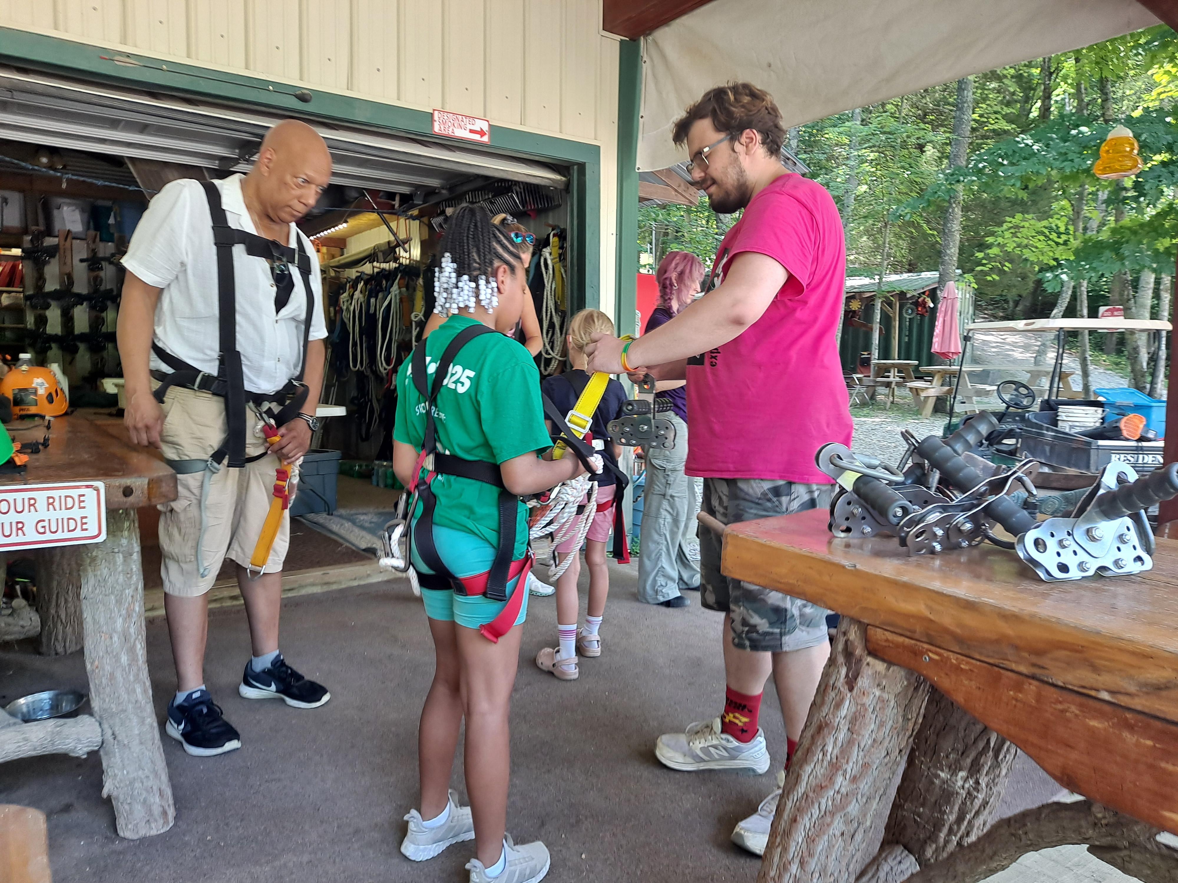 Preparing for the Zipline.