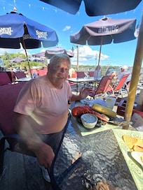 Robert’s first Lobster meal at Dockside seafood in Bar Harbor
