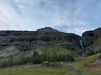 View behind of waterfalls