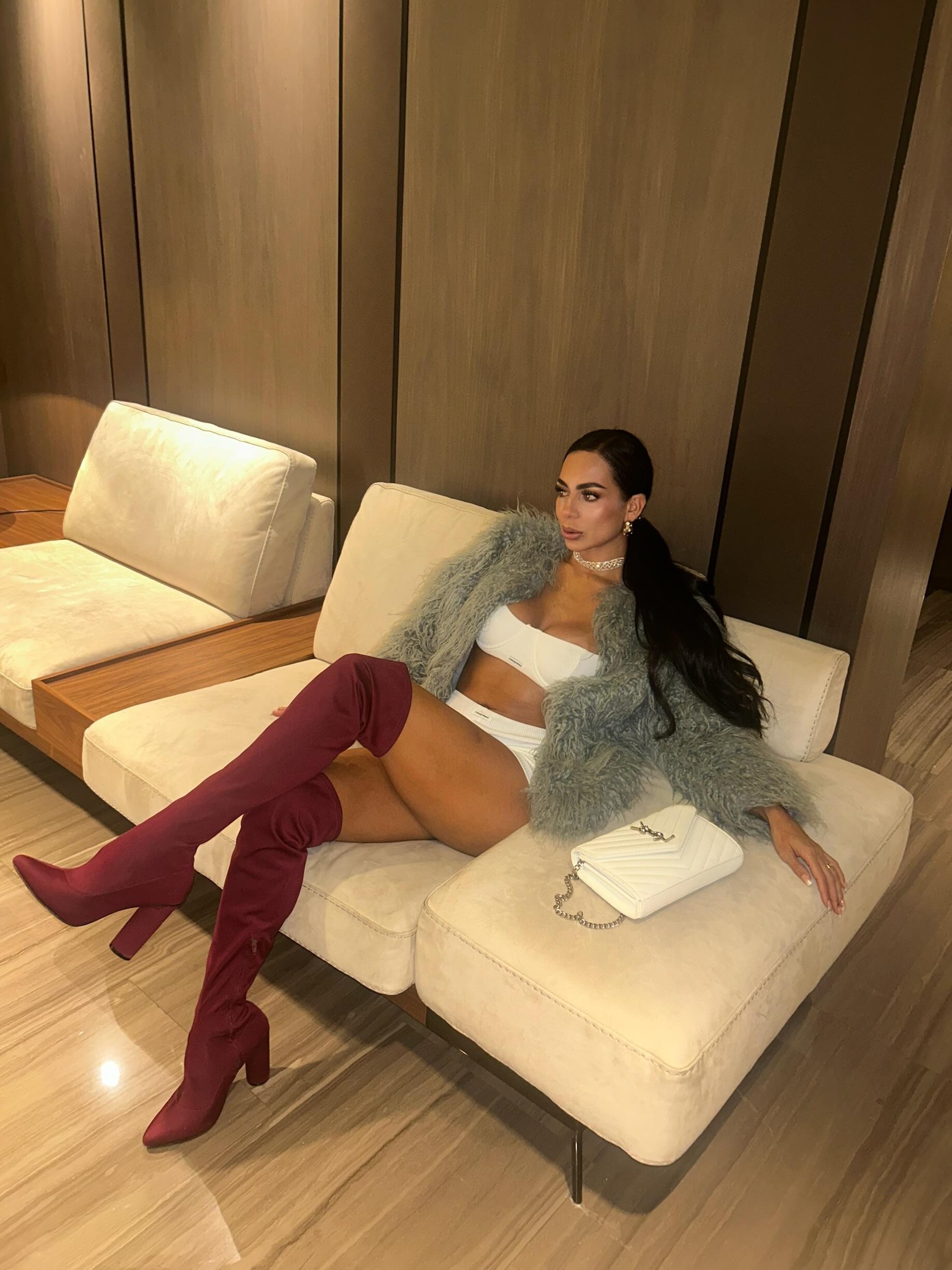 In the lobby waiting for our uber .