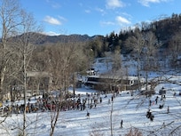 View from the deck of the property! Perfect view of the slopes!
