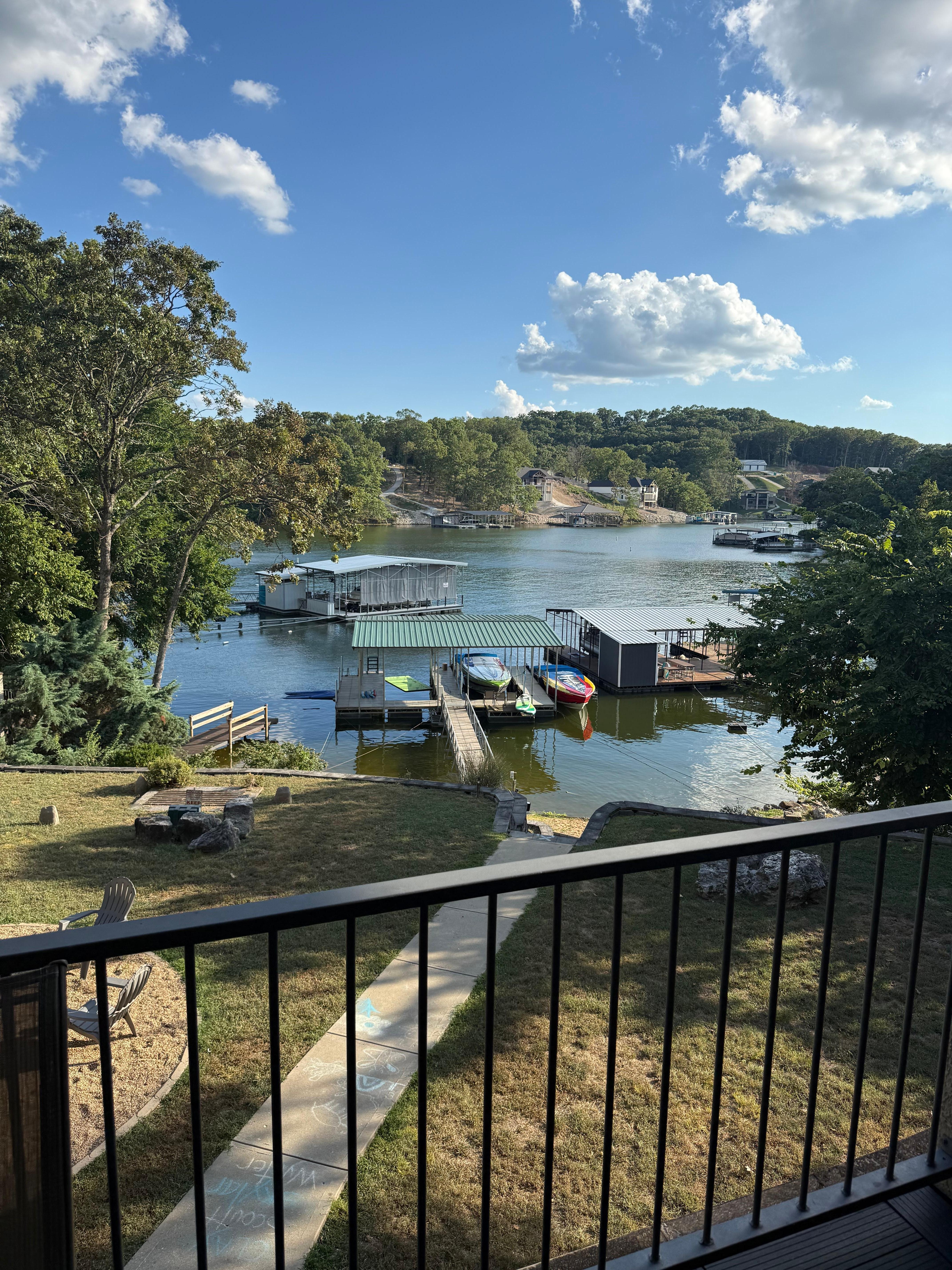 View of boat dock from main level balcony 