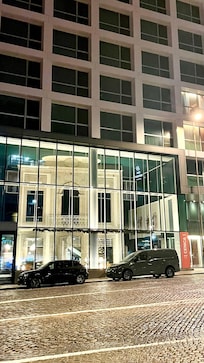 The facade of an old theatre is built into the new hotel.