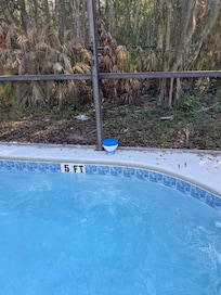 Chlorine dispenser was empty so we set it on the pool deck