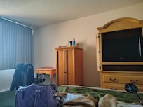 Decent TV with a fridge that kept our beverages cold. There was also a microwave and coffee maker, but I can't say whether they actually worked because we didn't use them.