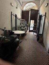 Dirty trashy entrance.