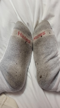 Brand new socks after 1 hour of normal hotel room activity