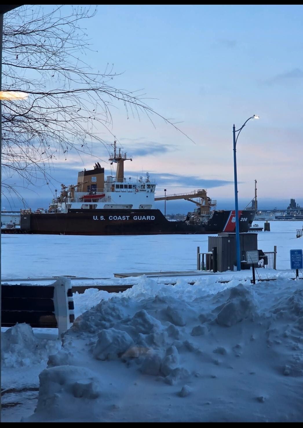 Coast Guard cutter in port for the winter