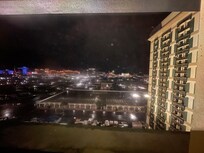 View outside hotel at night