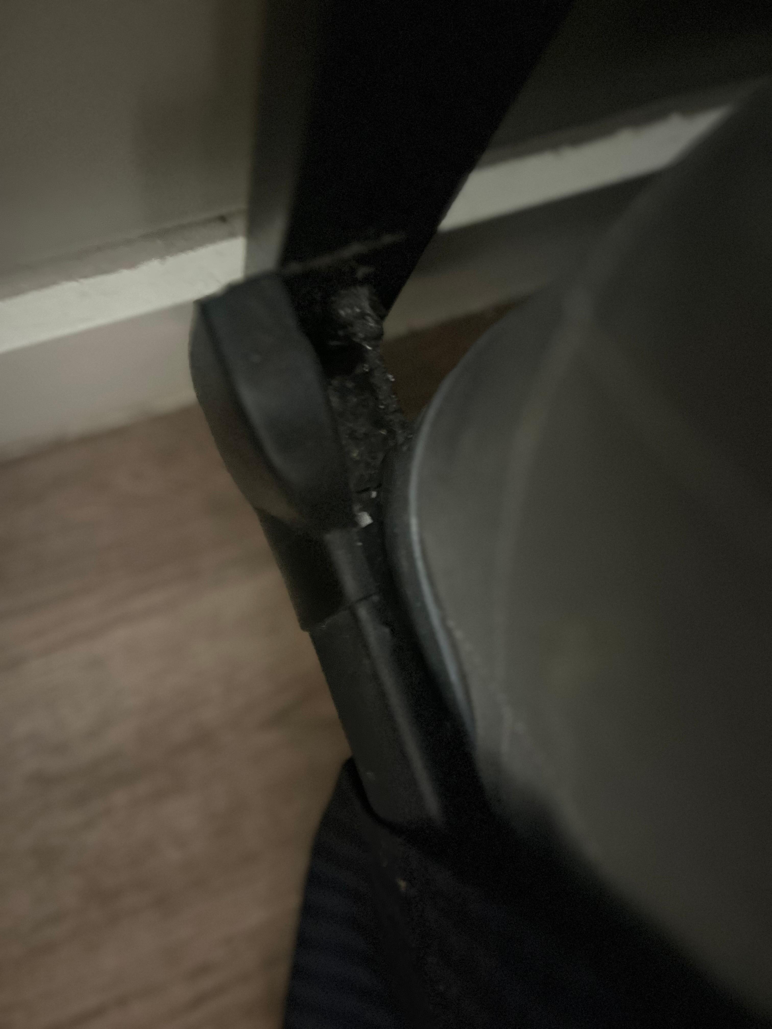 Bed frames caked with crud 