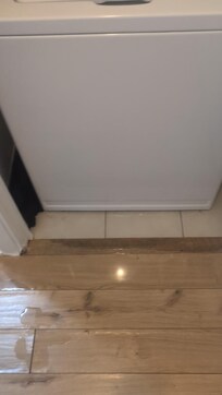 Close-up of leaking water source at the washer.