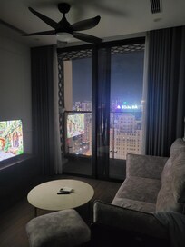 Savoring a cozy quiet evening in my 30th floor apartment living room. Very peaceful!