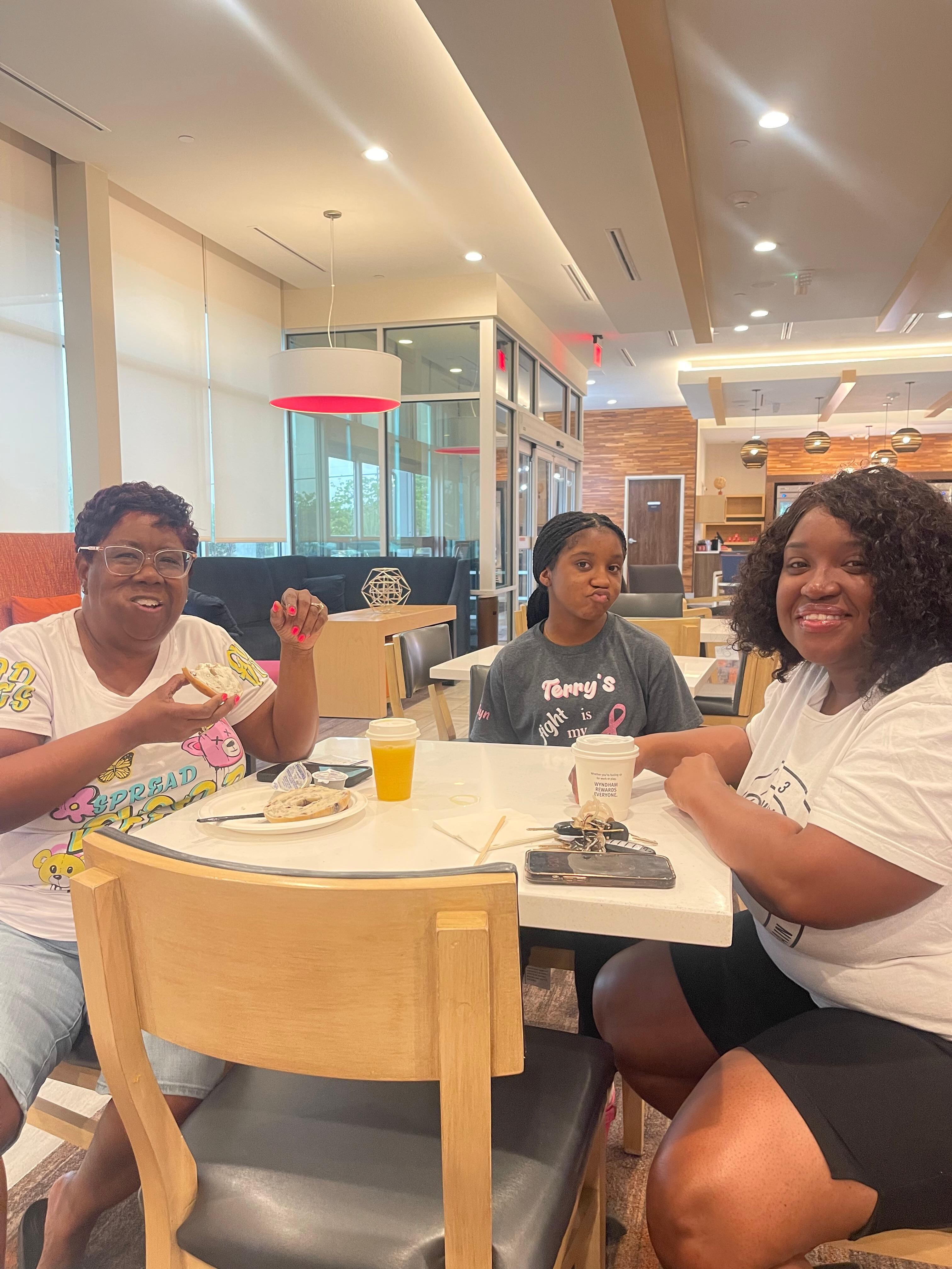 Family in the breakfast area