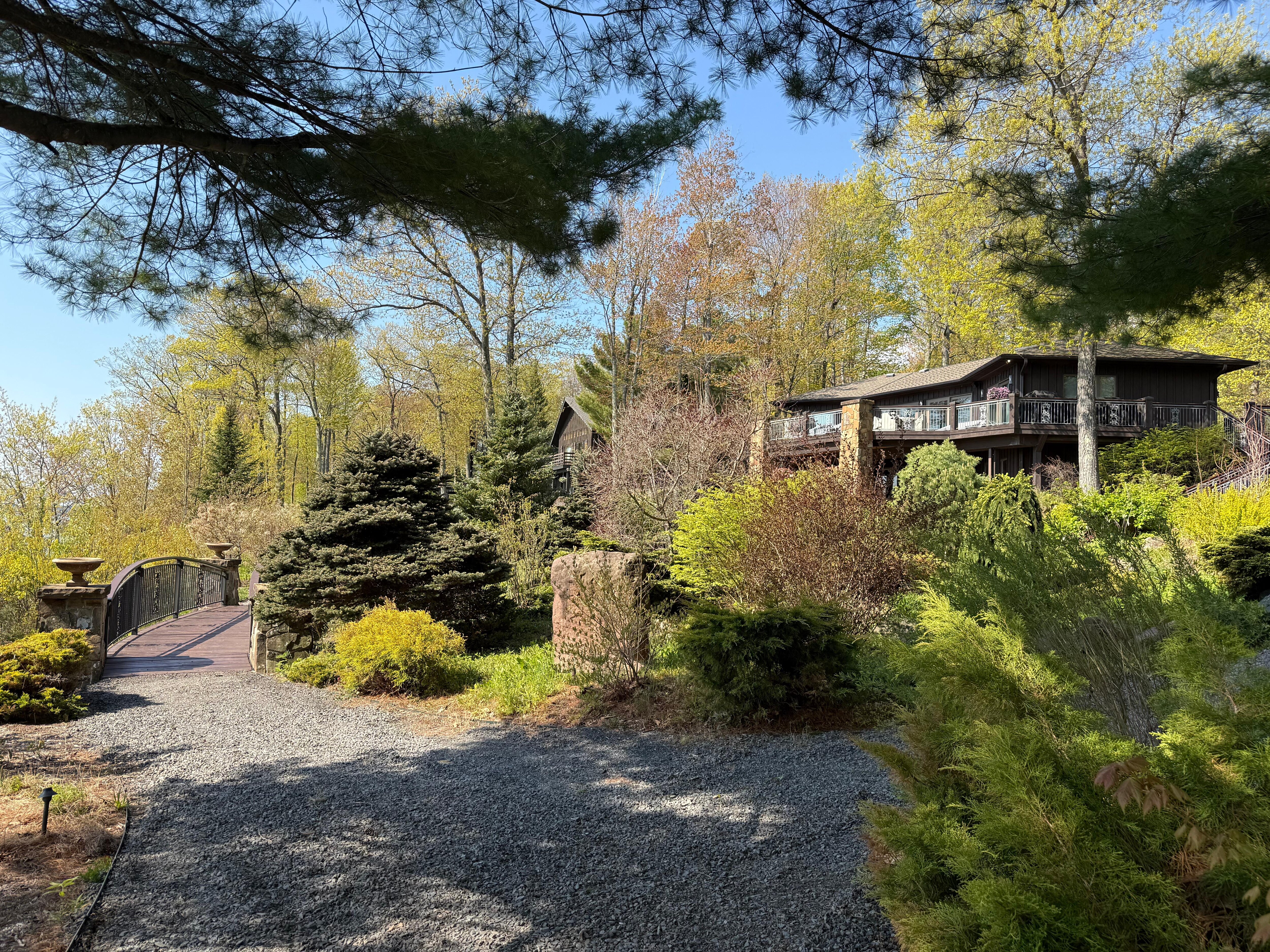 Walkway from the lake to the estate