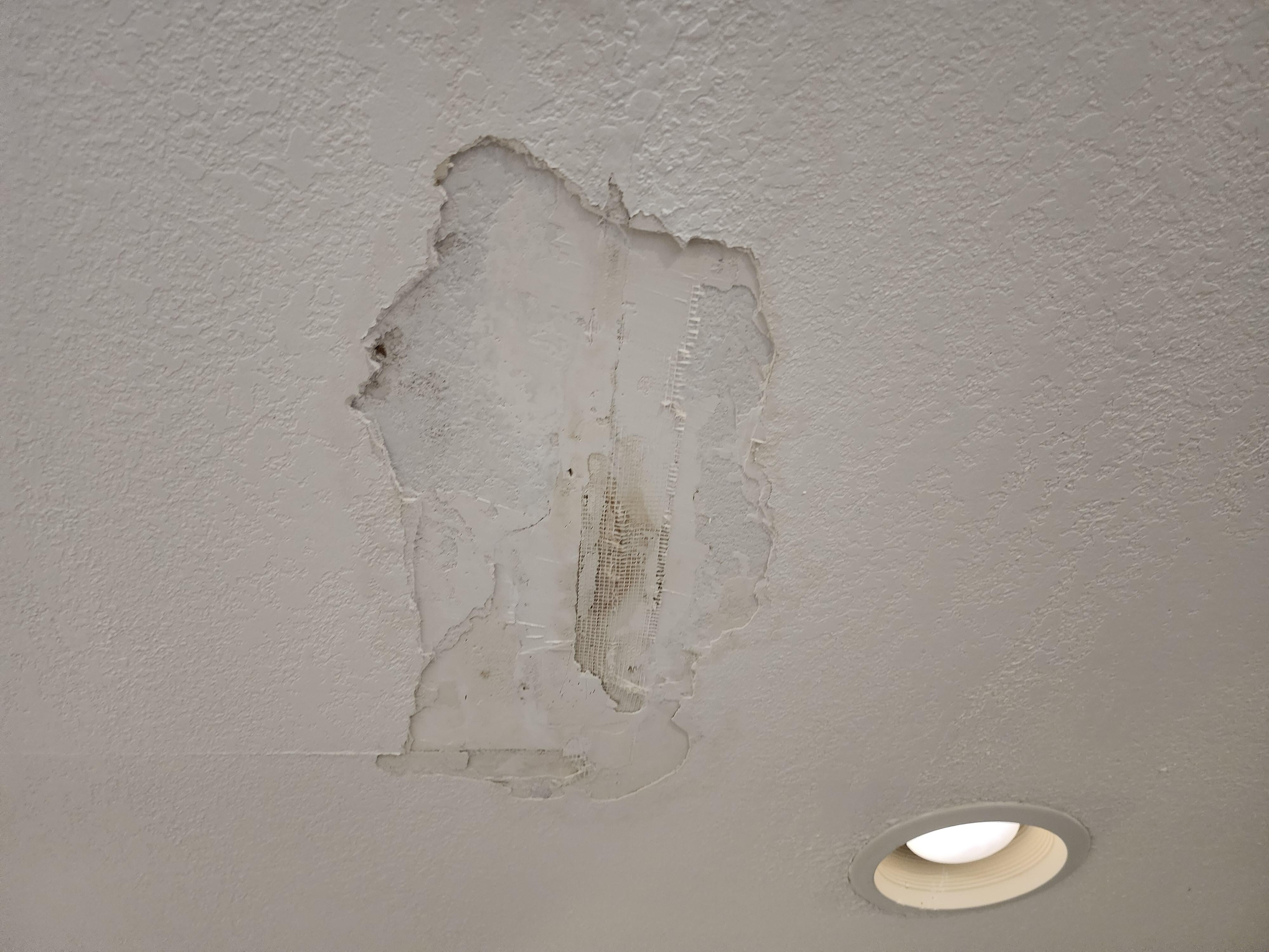 Unrepaired damage to ceiling